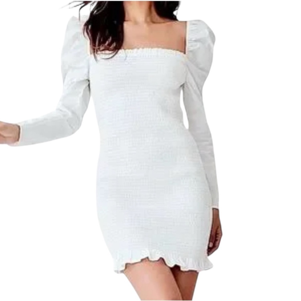 Gianni Bini Pale Cream Puff Sleeve Dress